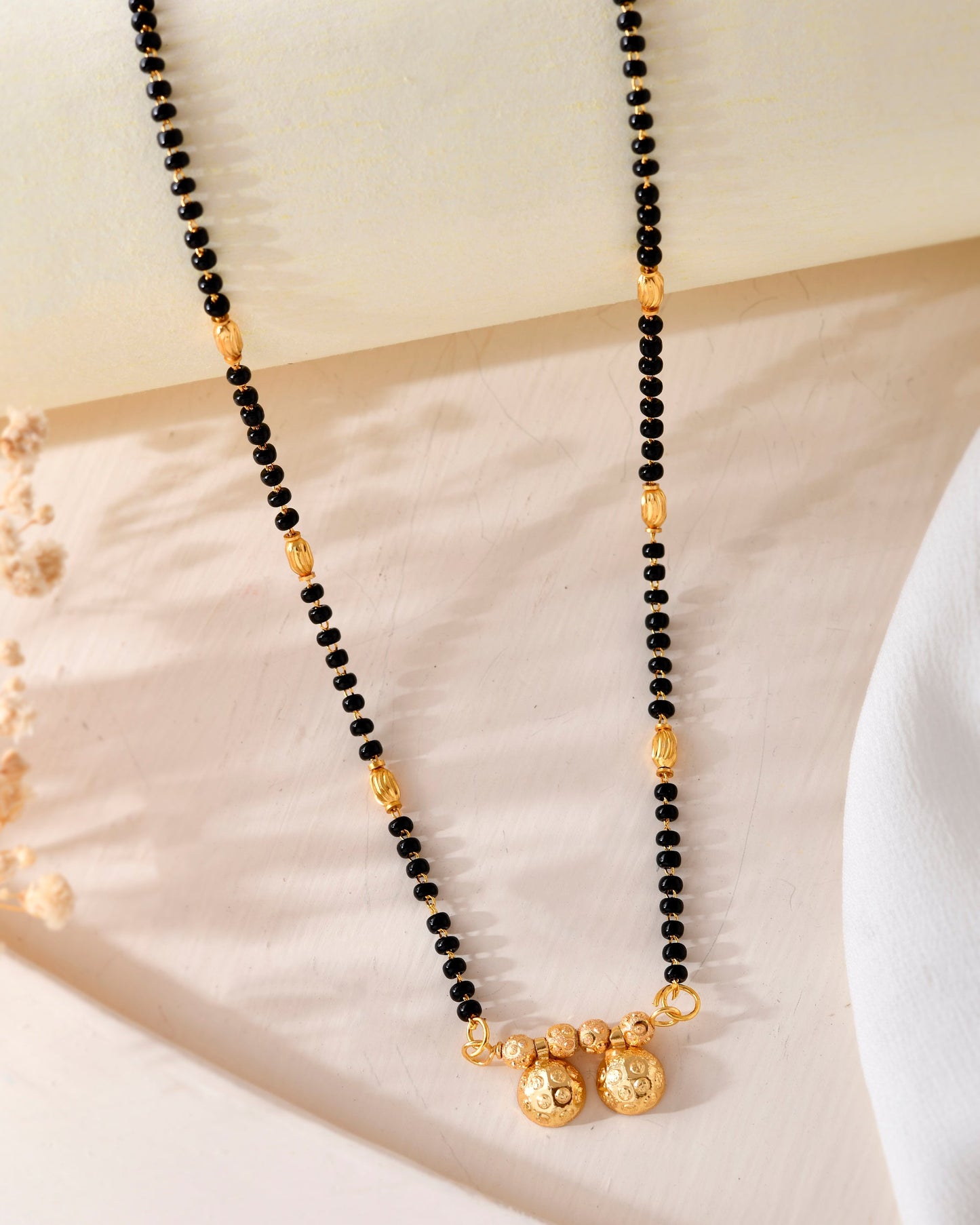 VOJ Gold-Polished Beaded Mangalsutra