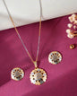 VOJ White and Yellow Gold-Polished Chain With Flower shaped Pandent And Flower shaped Earrings