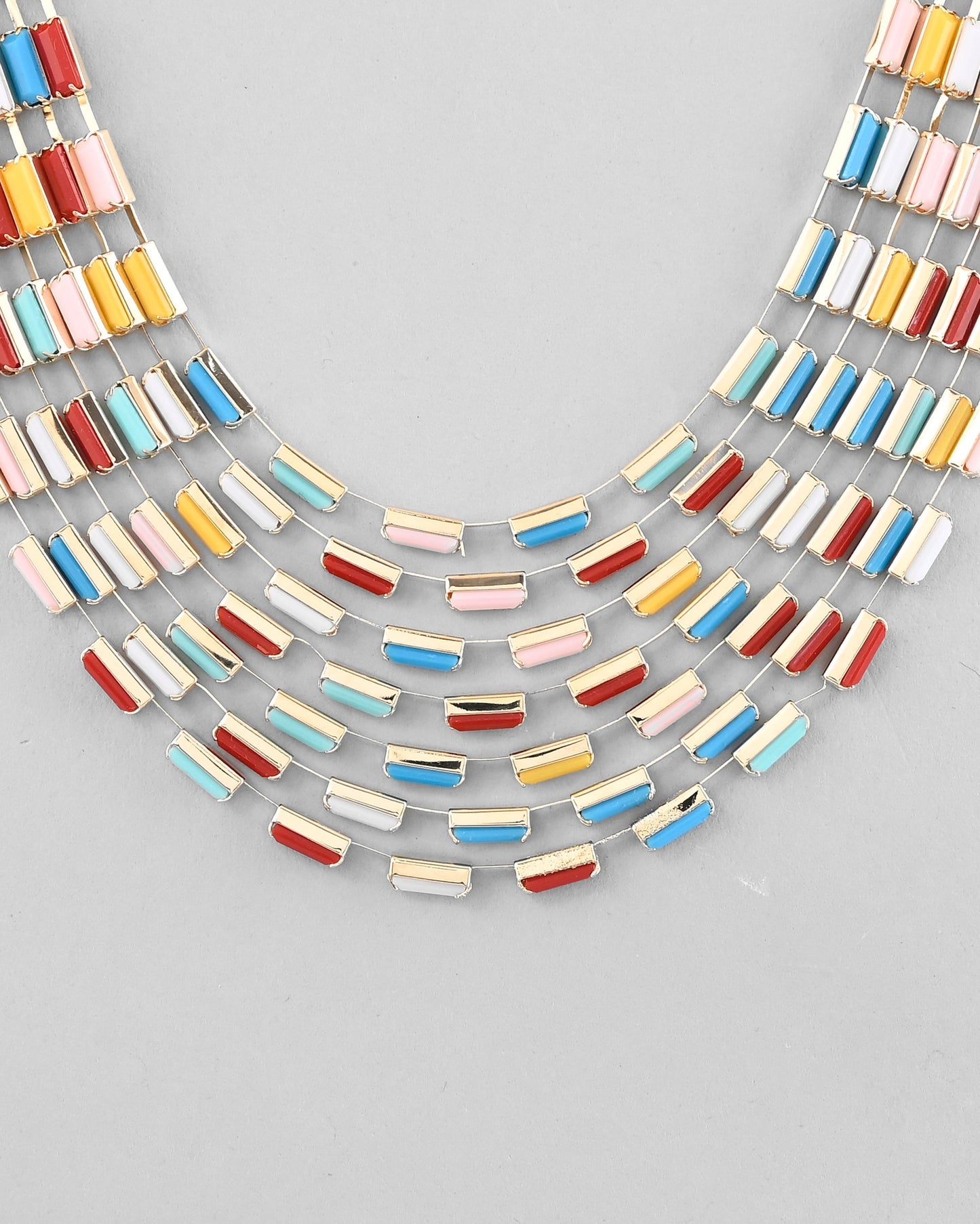 VOJ Multi Coloured Long Necklace With Earrings Set