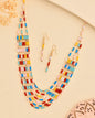 VOJ Multi Coloured Long Necklace With Earrings Set