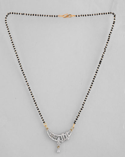 VOJ Silver-Plated AD Stone And Beaded Mangalsutra