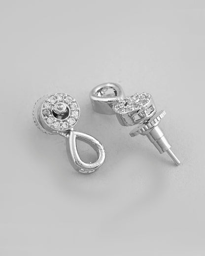 VOJ Silver-Plated AD-Studded Designer Jewellery Set