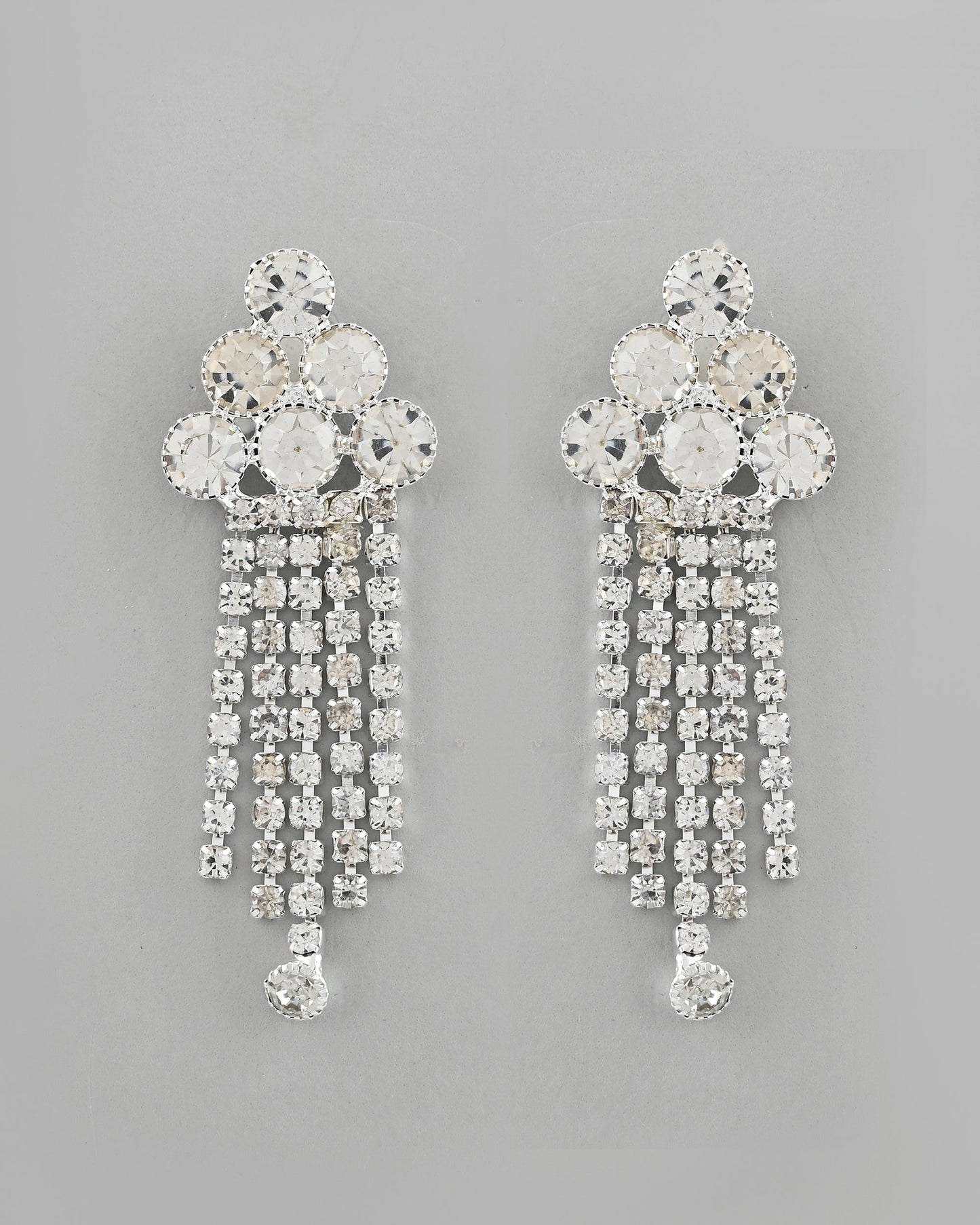 VOJ Silver Plated Stone Studded Multi Layer Jewellery Set