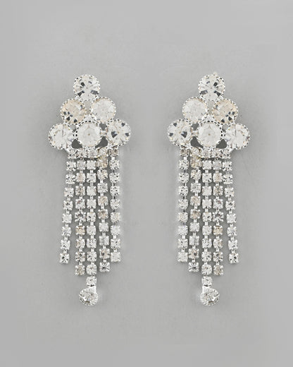 VOJ Silver Plated Stone Studded Multi Layer Jewellery Set