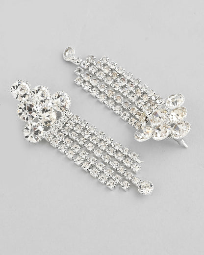 VOJ Silver Plated Stone Studded Multi Layer Jewellery Set