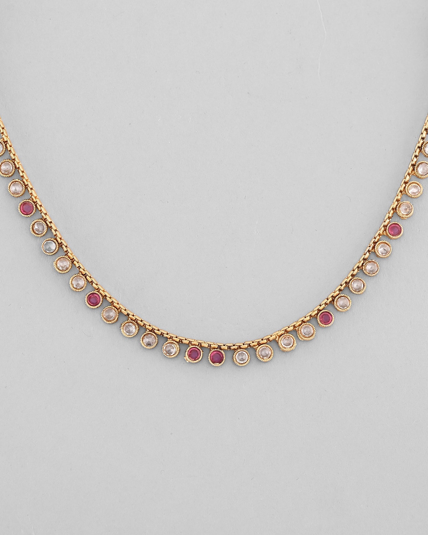 VOJ Gold-Polished Designer Handcrafted Necklace With Earrings
