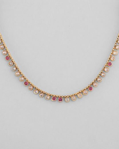 VOJ Gold-Polished Designer Handcrafted Necklace With Earrings