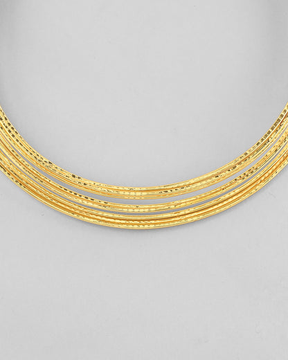 VOJ Gold-Polished Muti Layared Hasli Necklace