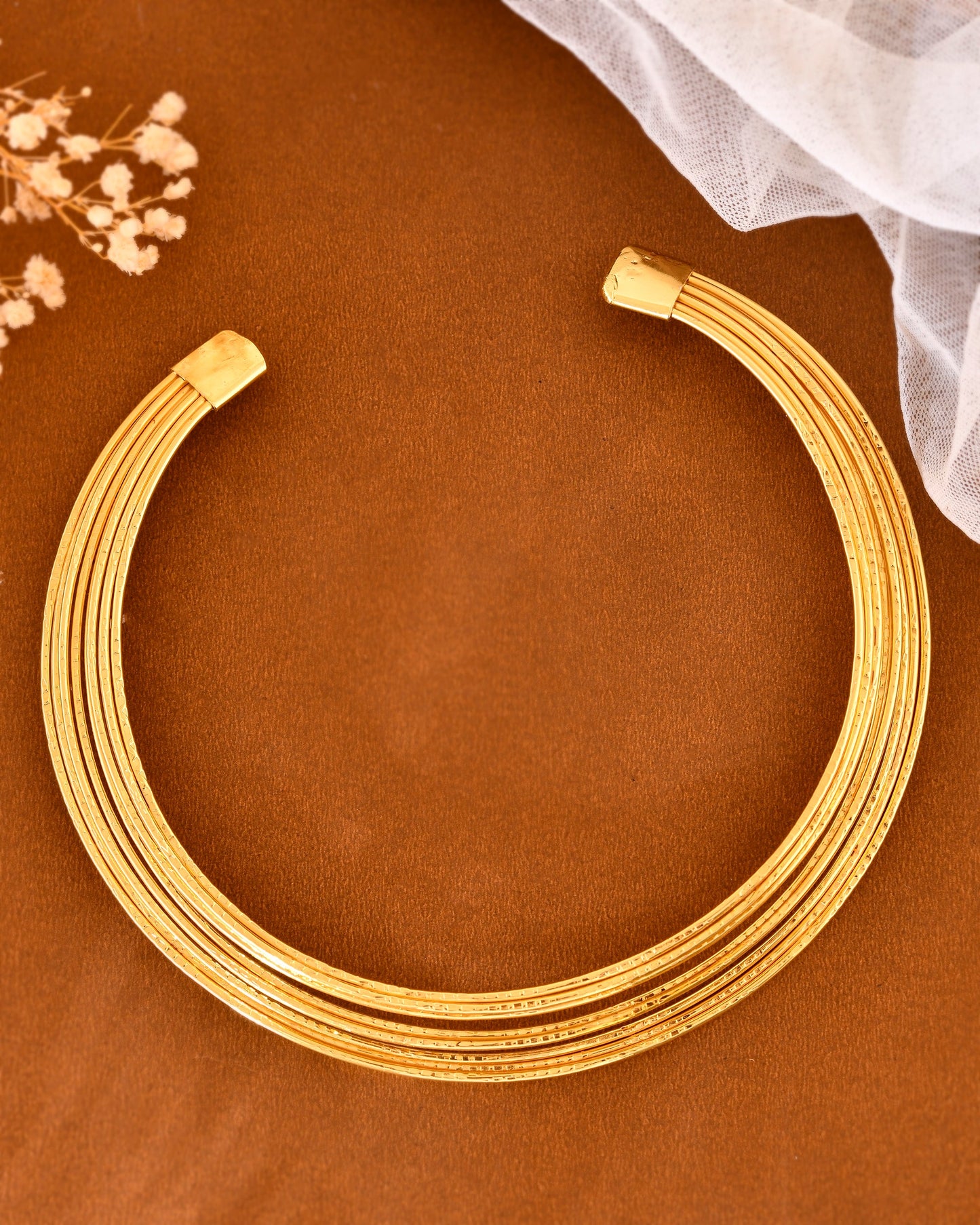 VOJ Gold-Polished Muti Layared Hasli Necklace