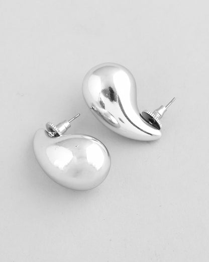 VOJ Silver Plated Teardrop-Shaped Stud Earrings