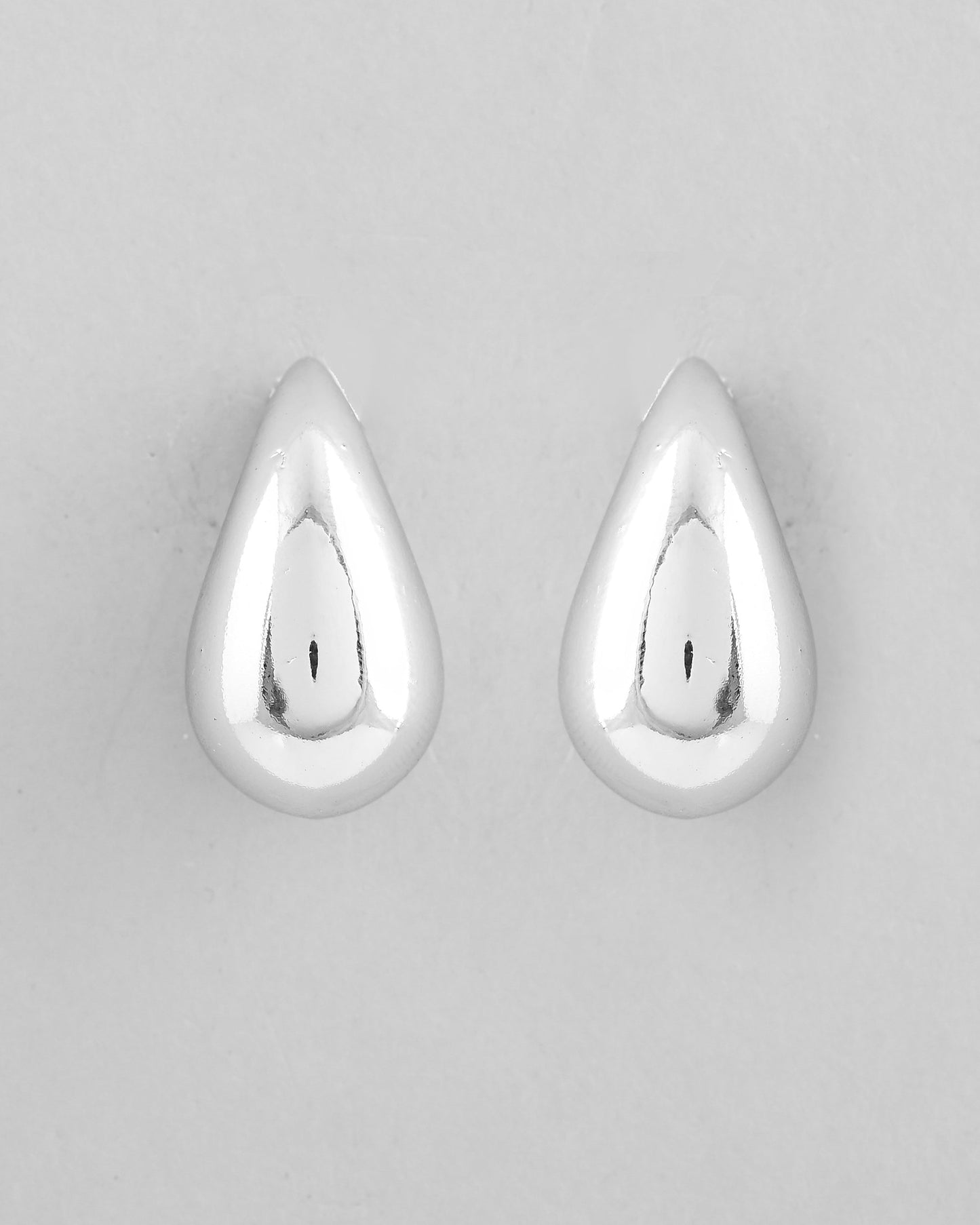 VOJ Silver Plated Teardrop-Shaped Stud Earrings