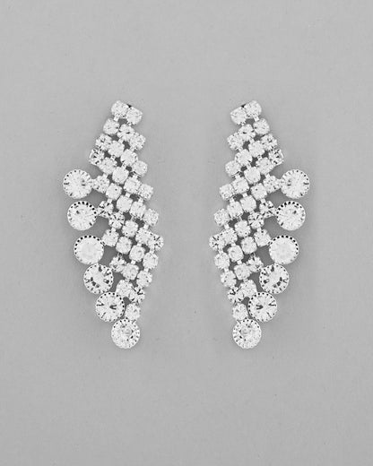 VOJ AD Stone Studded Silver Plated Necklace With Drop Earrings Set