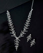 VOJ AD Stone Studded Silver Plated Designer Jewellery Set