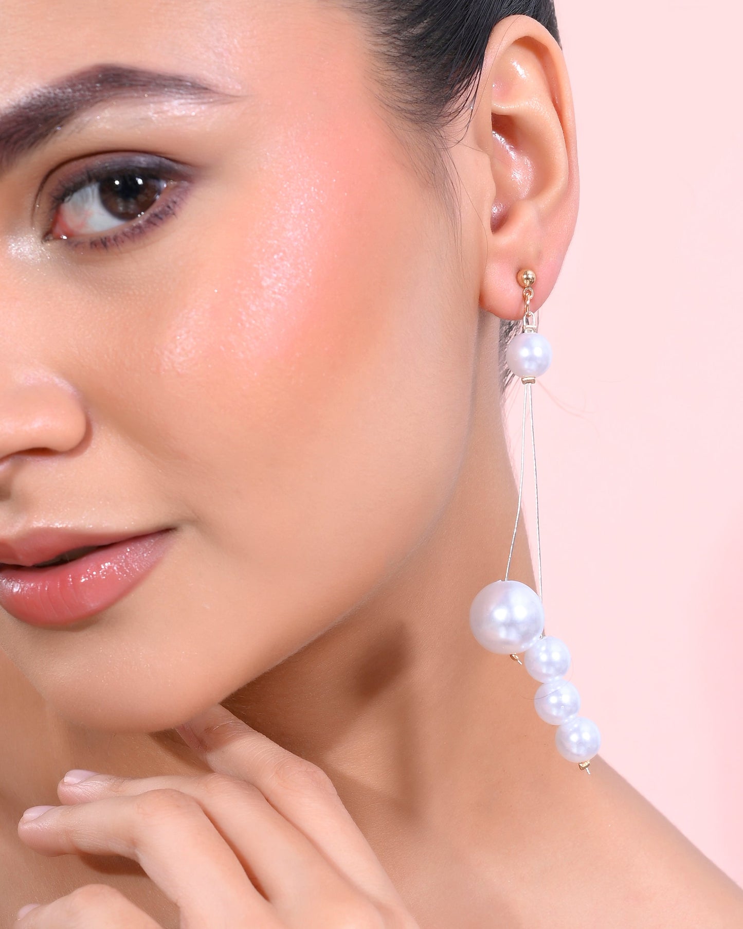 VOJ Pearl Studded Handcrafted Classic Drop Earrings
