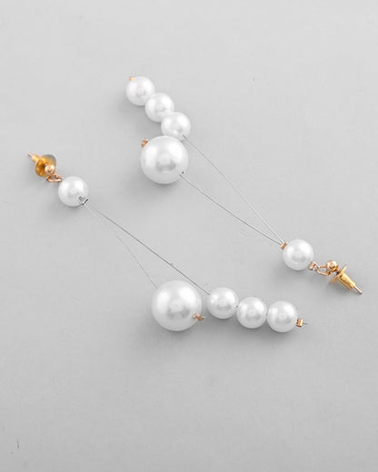 VOJ Pearl Studded Handcrafted Classic Drop Earrings