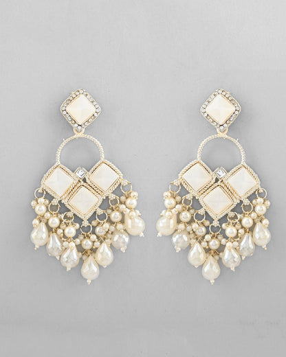 VOJ Gold-Polished geometrical Shaped Classic Drop Earrings