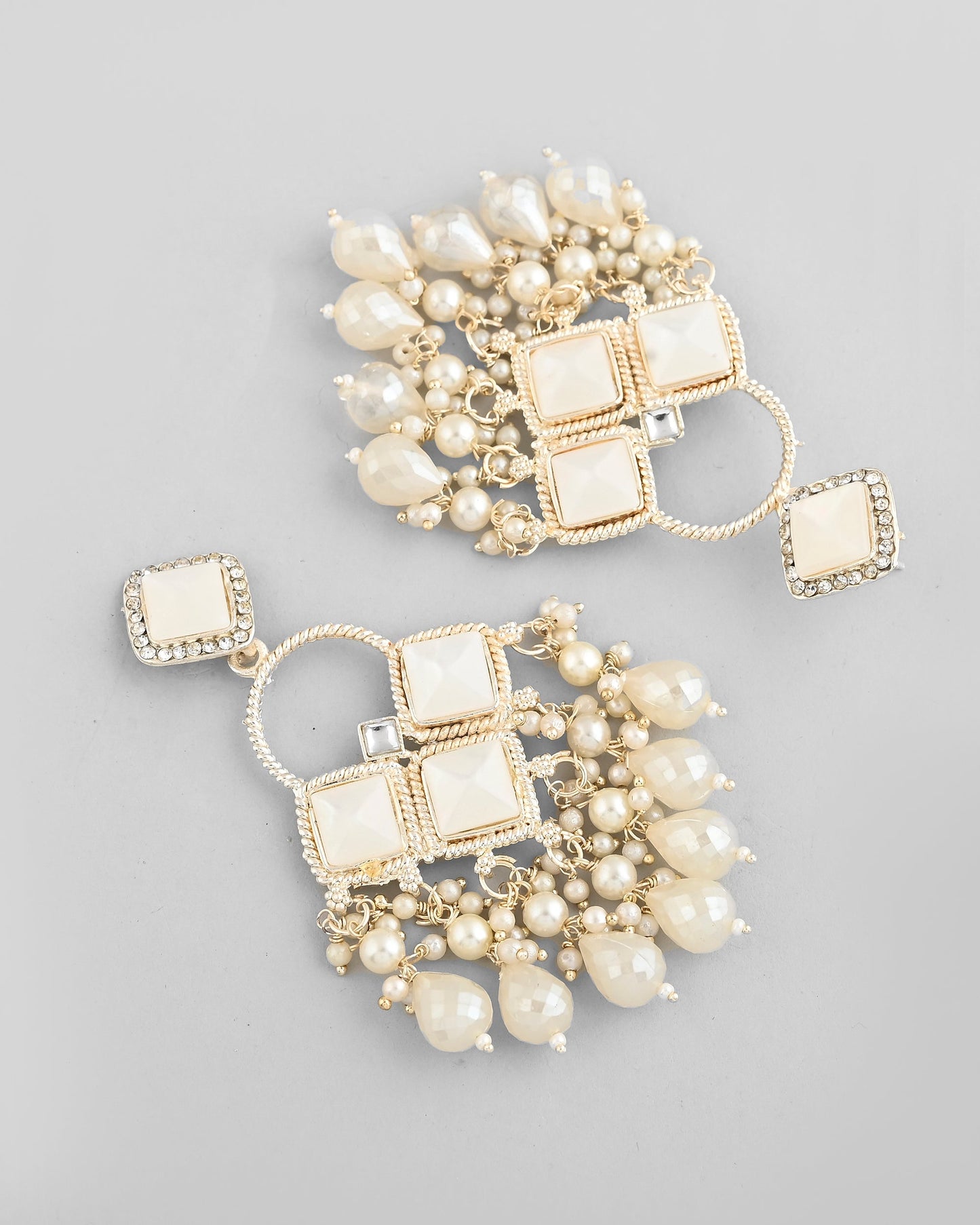 VOJ Gold-Polished geometrical Shaped Classic Drop Earrings