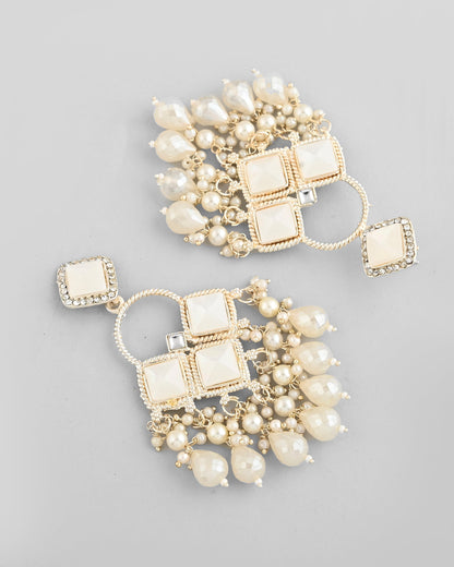 VOJ Gold-Polished geometrical Shaped Classic Drop Earrings