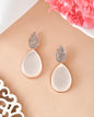 VOJ Gold-Polished CZ-Studded Korean Drop Earrings