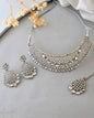 VOJ Silver Plated CZ-Stone Studded Choker Set With Mangtikka