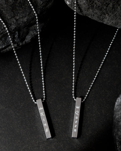 VOJ Silver Plated Couple King & Queen Chain Set