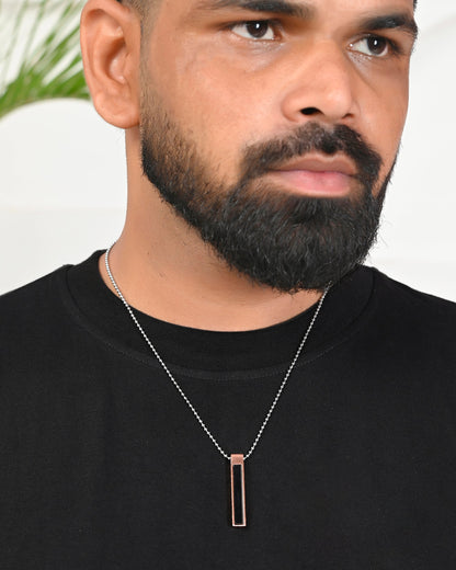 VOJ Silver Plated Men Chain With Rectangular Shaped Pendent