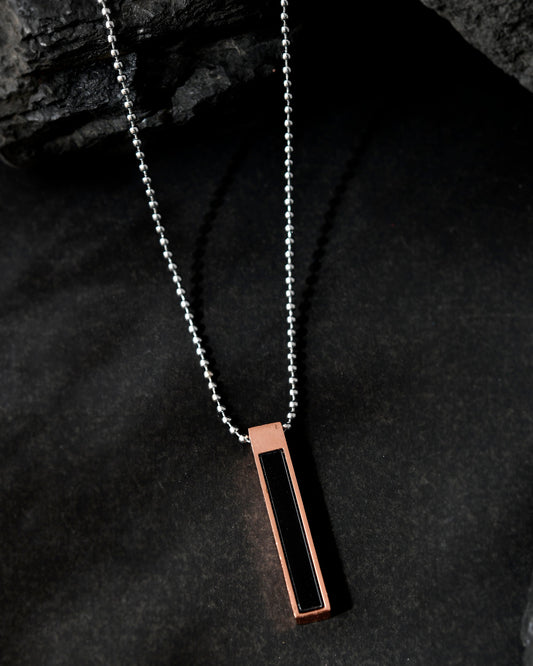 VOJ Silver Plated Men Chain With Rectangular Shaped Pendent