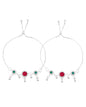 VOJ Set of 2 Silver-Plated Artificial Stones And Beads Anklet