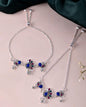 VOJ Set of 2 Silver-Plated Peacock Shaped Stone Studded Anklet