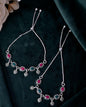 VOJ Set of 2 Silver-Plated Artificial Stones Studded Anklet
