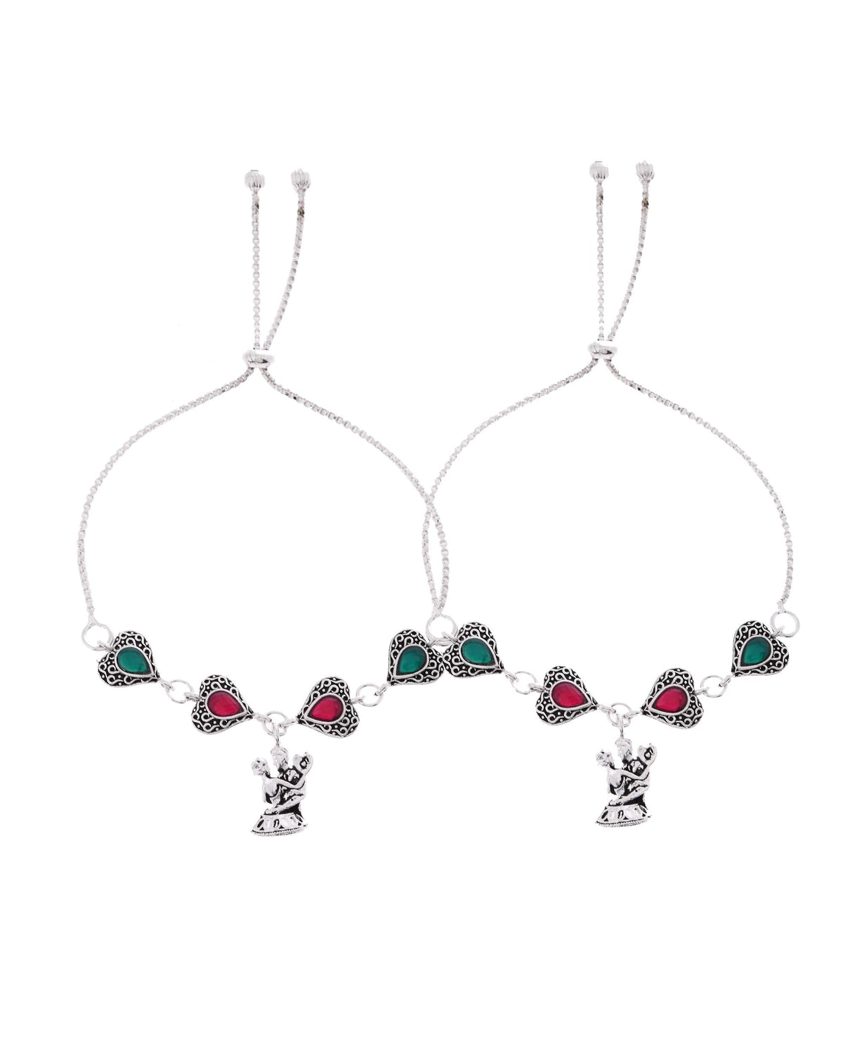 VOJ Set of 2 Silver Plated Dancing Couple Anklet