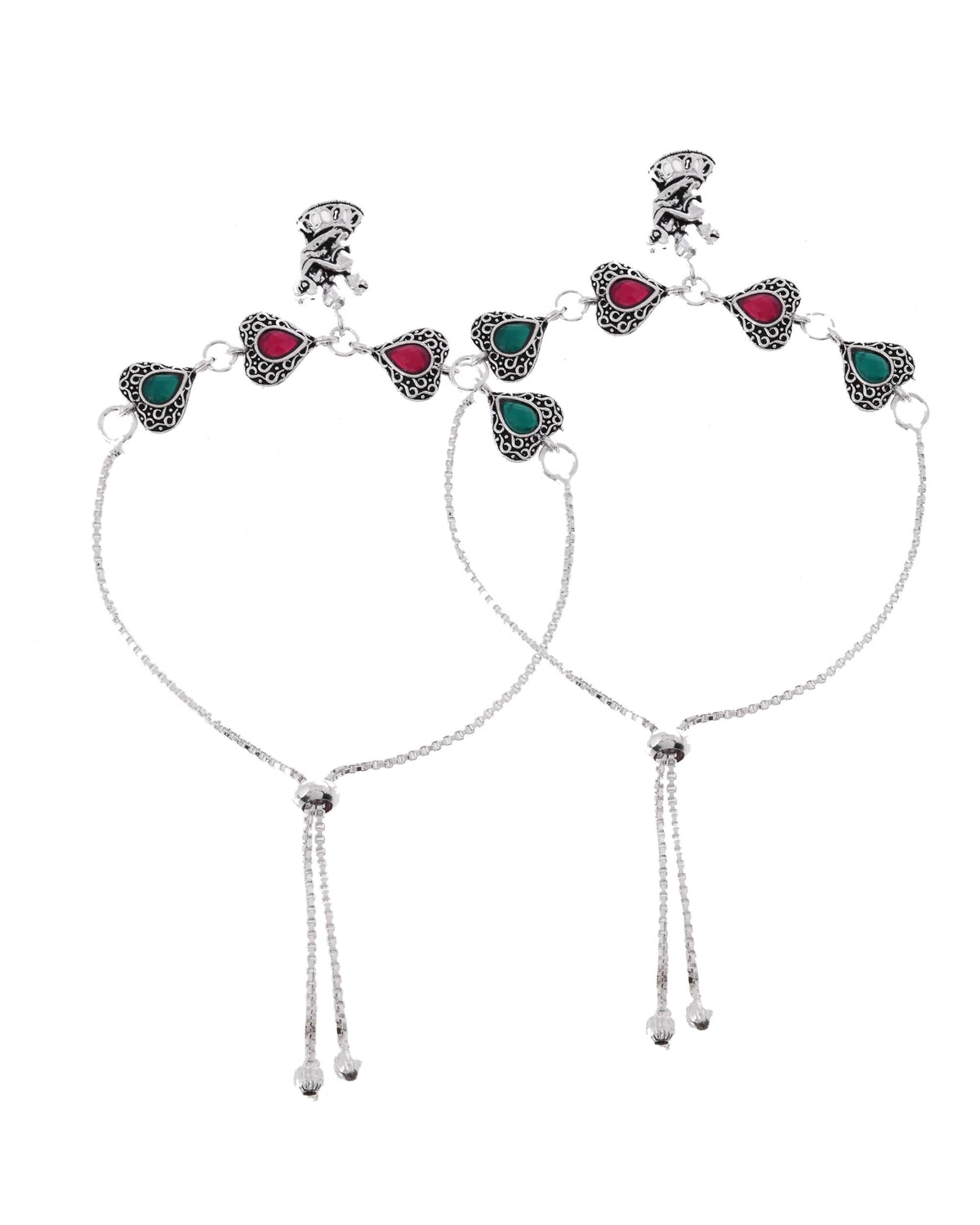 VOJ Set of 2 Silver Plated Dancing Couple Anklet