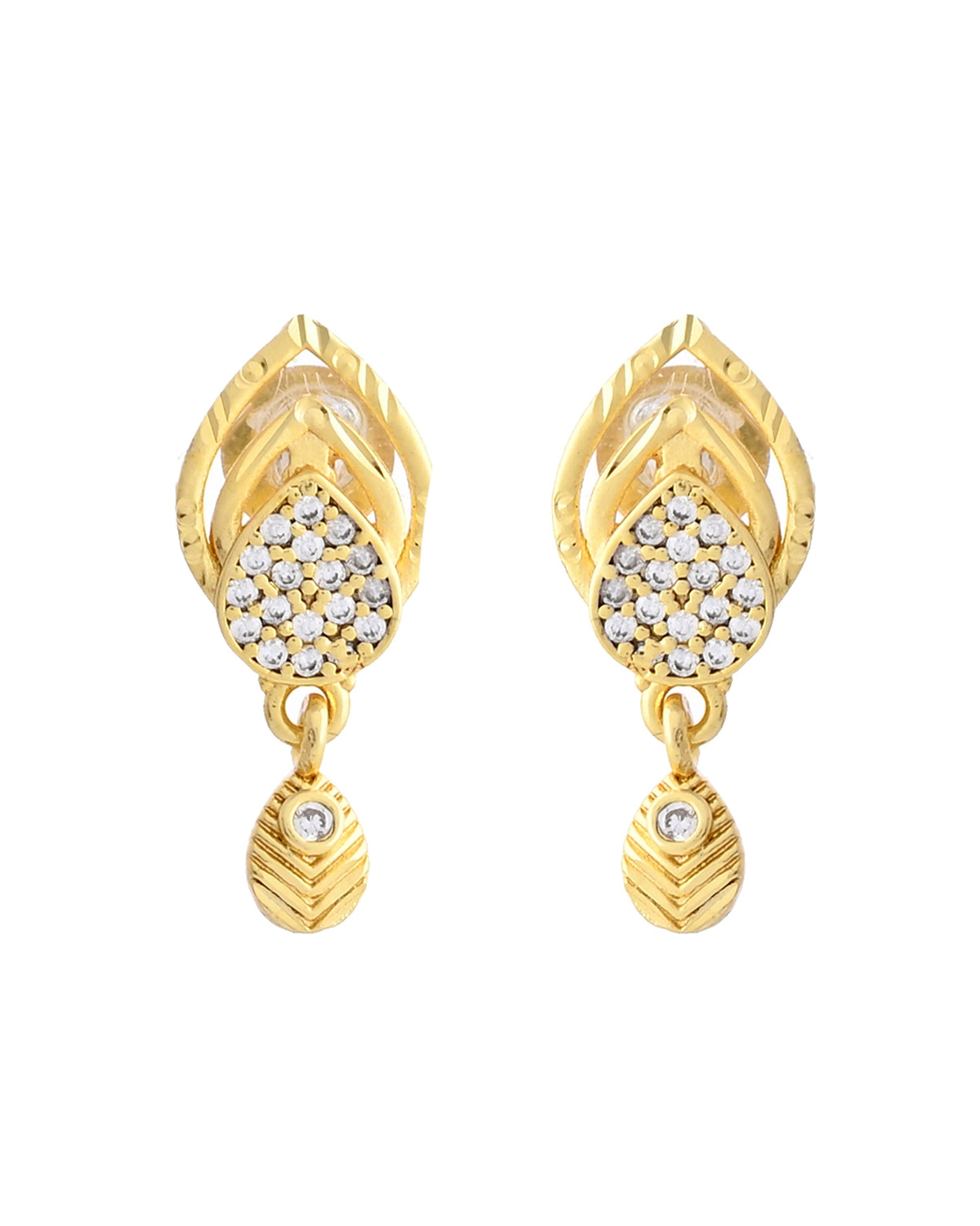 VOJ Gold-Polished AD Stone Studded Designer Chain Set