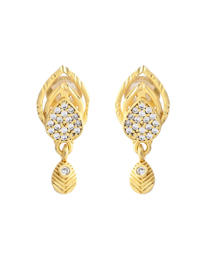 VOJ Gold-Polished AD Stone Studded Designer Chain Set