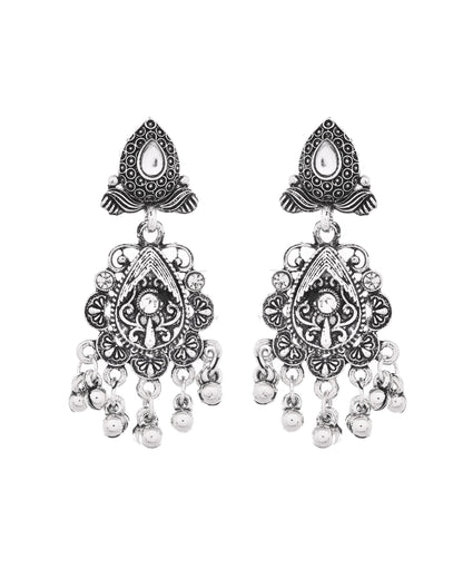 VOJ Oxidized Silver-Plated Artificial Beaded Long Jewellery Set