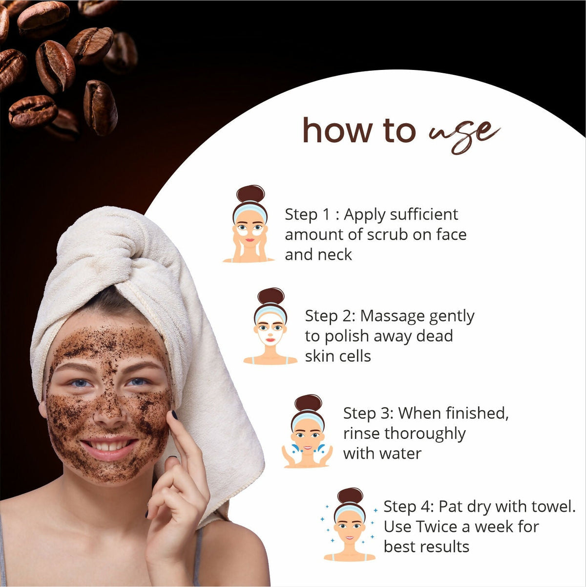 Globus Naturals Coffee Face Scrub Enriched with Aloe Vera and kokum For All Skin Types