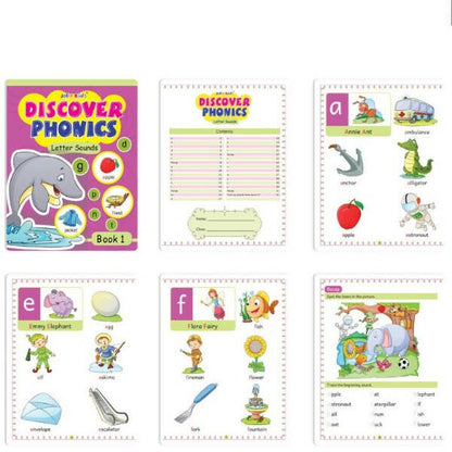 Jolly Kids Discover Phonics Book Set (Set of 5) | Vowel Letter Sounds | Word Families | Consonant Blends | Phonic Readers | Ages 3-8 Years