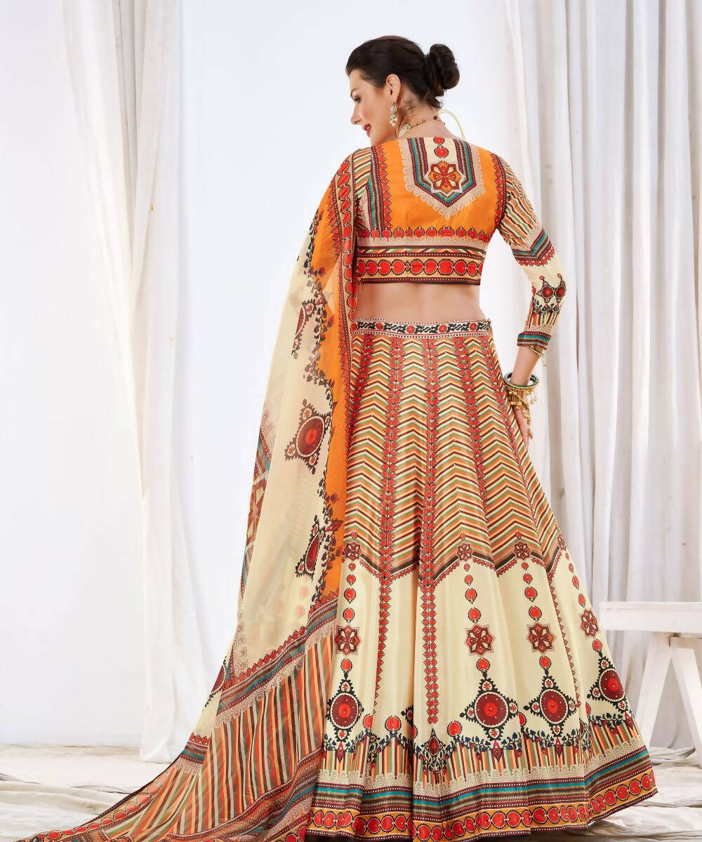Wedding Designer Offwhite Chinon Lehengha Choli - Anbazaar