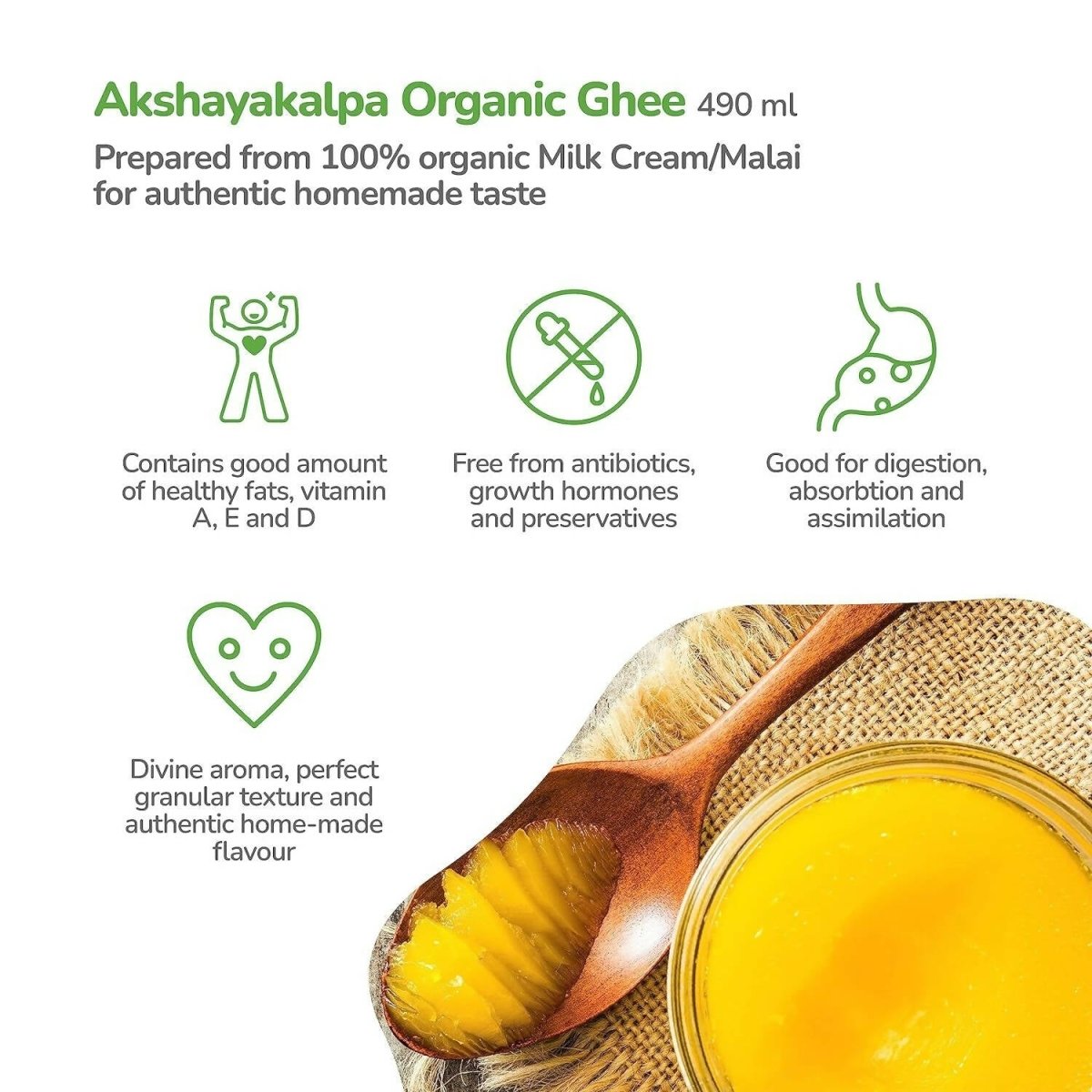 Akshayakalpa Organic Cow Ghee | Pure Organic Ghee | Certified Organic Desi Ghee