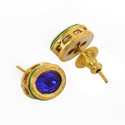 Blue Kundan Studs (Blue) - Ruby Raang