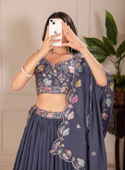Lehenga Mart Designer Wedding Lehenga choli for Women - Grey