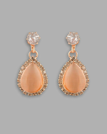 VOJ Gold-Polished Yellow Stone With AD Stone Studded Chain Set