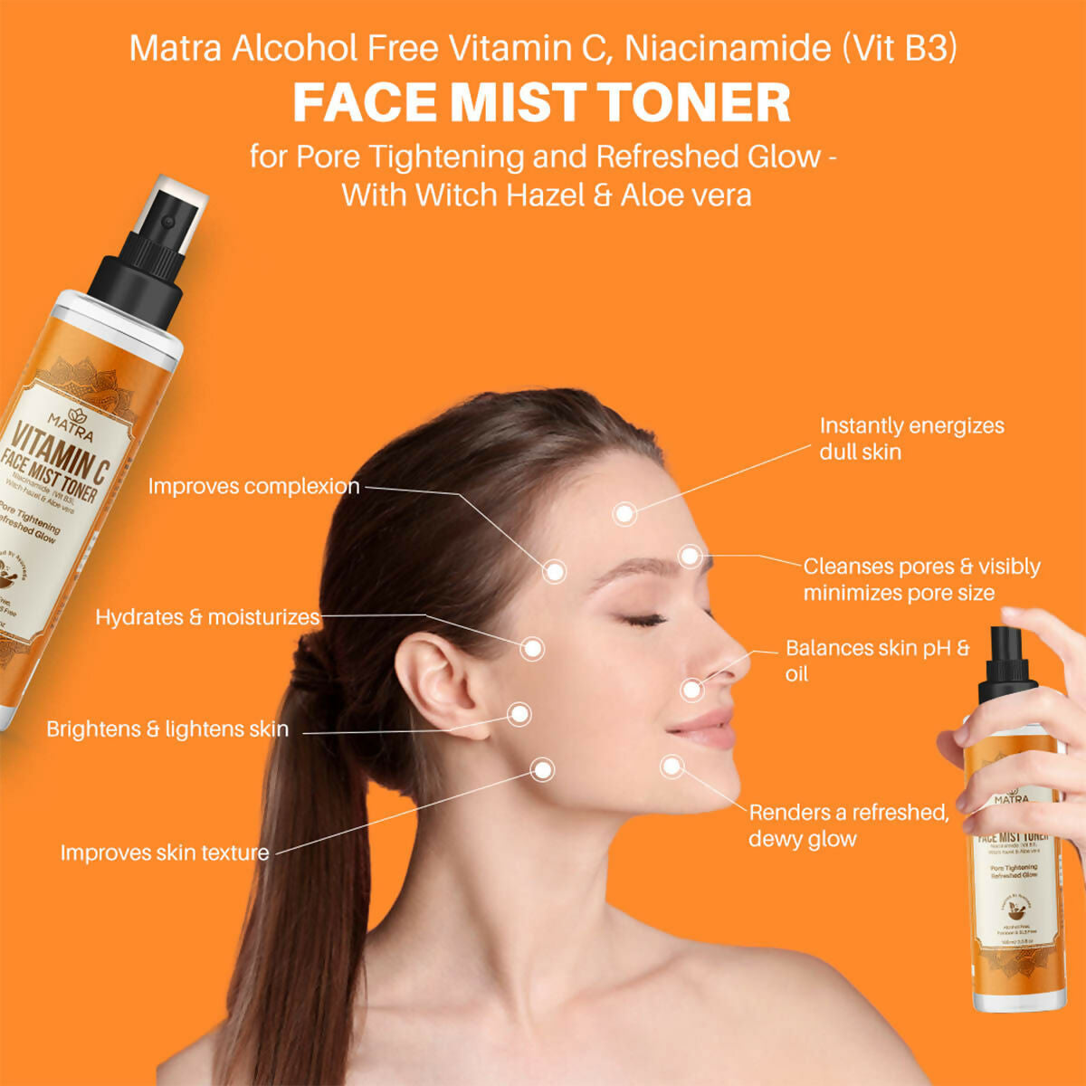 Matra Vitamin C Face Mist Toner with Niacinamide (vit B3) Witch Hazel And Aloe Vera