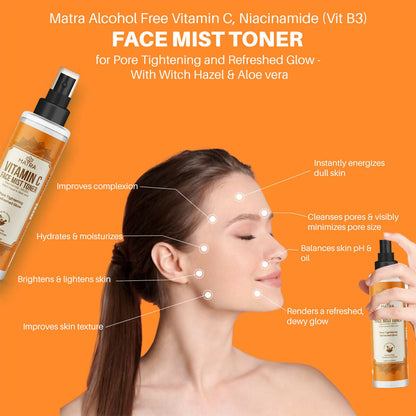 Matra Vitamin C Face Mist Toner with Niacinamide (vit B3) Witch Hazel And Aloe Vera
