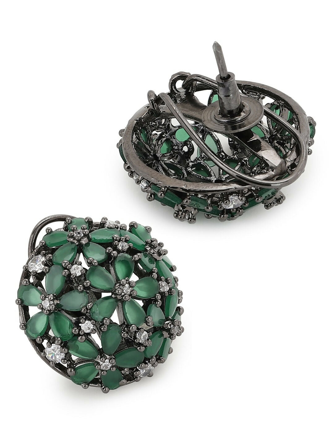Diamond & Green Stone Earrings- Ruby Raang