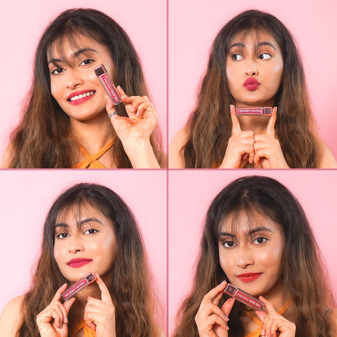 Nourish Mantra Liquid Lipstick Creamy Matte with SPF / Water Proof, Smudge Proof Shade- Khilkhilata Coral