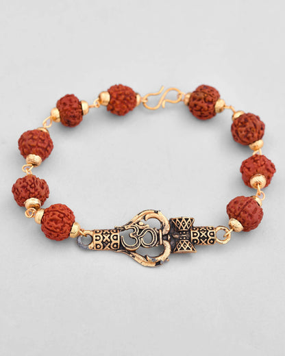 VOJ Gold-Polished Rudraksh Bracelet