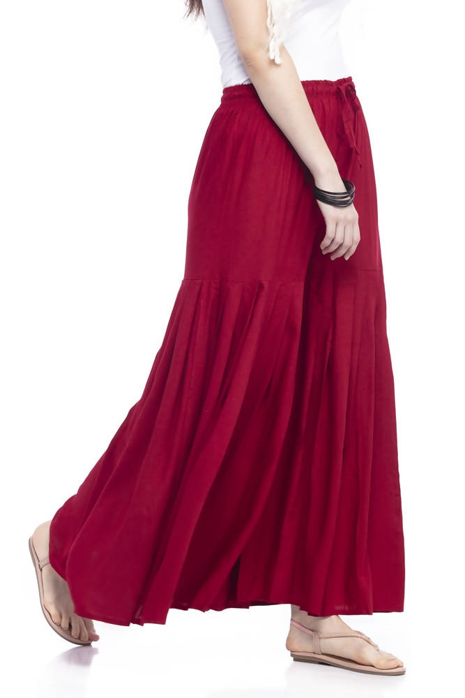 Mominos Fashion Reyon Cotton Maroon Palazzo