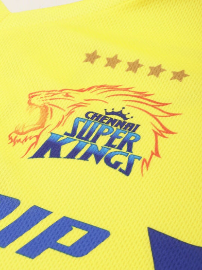 playR Men Sports Printed Polo Collar Dri-FIT CSK Fan 7 Dhoni T-shirt IPL, T20