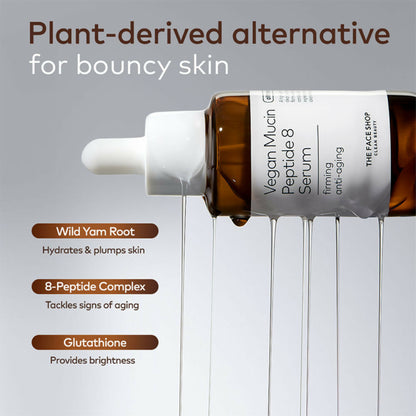 The Face Shop Alltimate Vegan Mucin Peptide 8 Serum - No Snails, Korean, Anti Aging, Hydrating
